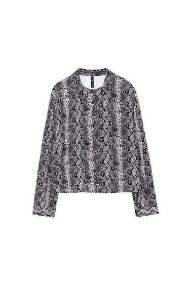 SNAKESKIN PRINT CROPPED SHIRT