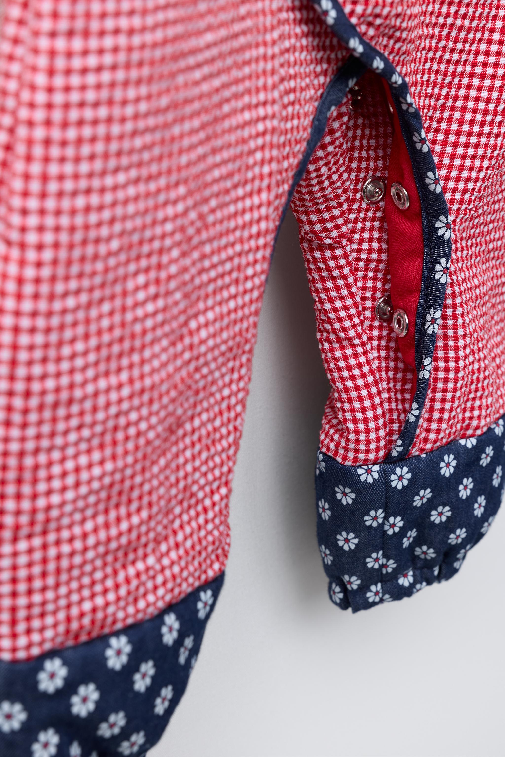 Детские худи Zara EMBROIDERED GINGHAM SWEATSHIRT — фото 6