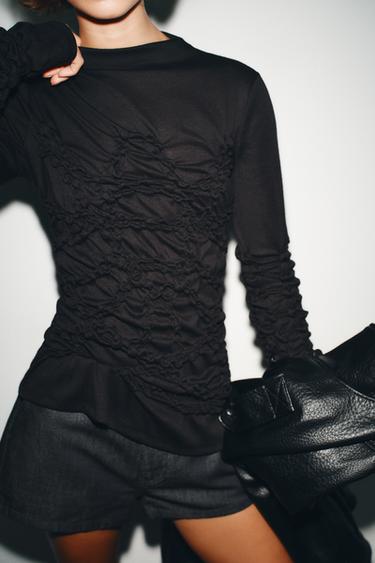 HIGH NECK long sleeve TOP - Black by Zara