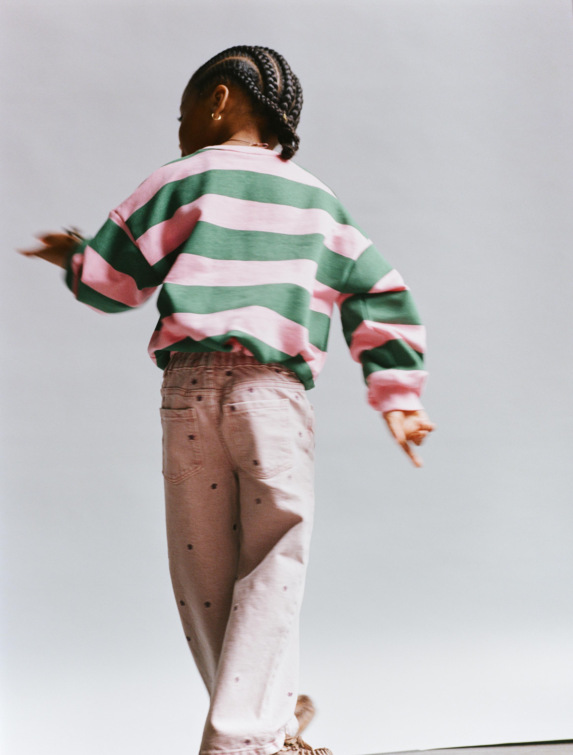 STAR EMBROIDERED WIDE LEG TWILL PANTS — Pink