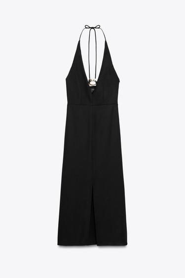 MIDI DRESS WITH GOLD APPLIQUÉ - Black by Zara