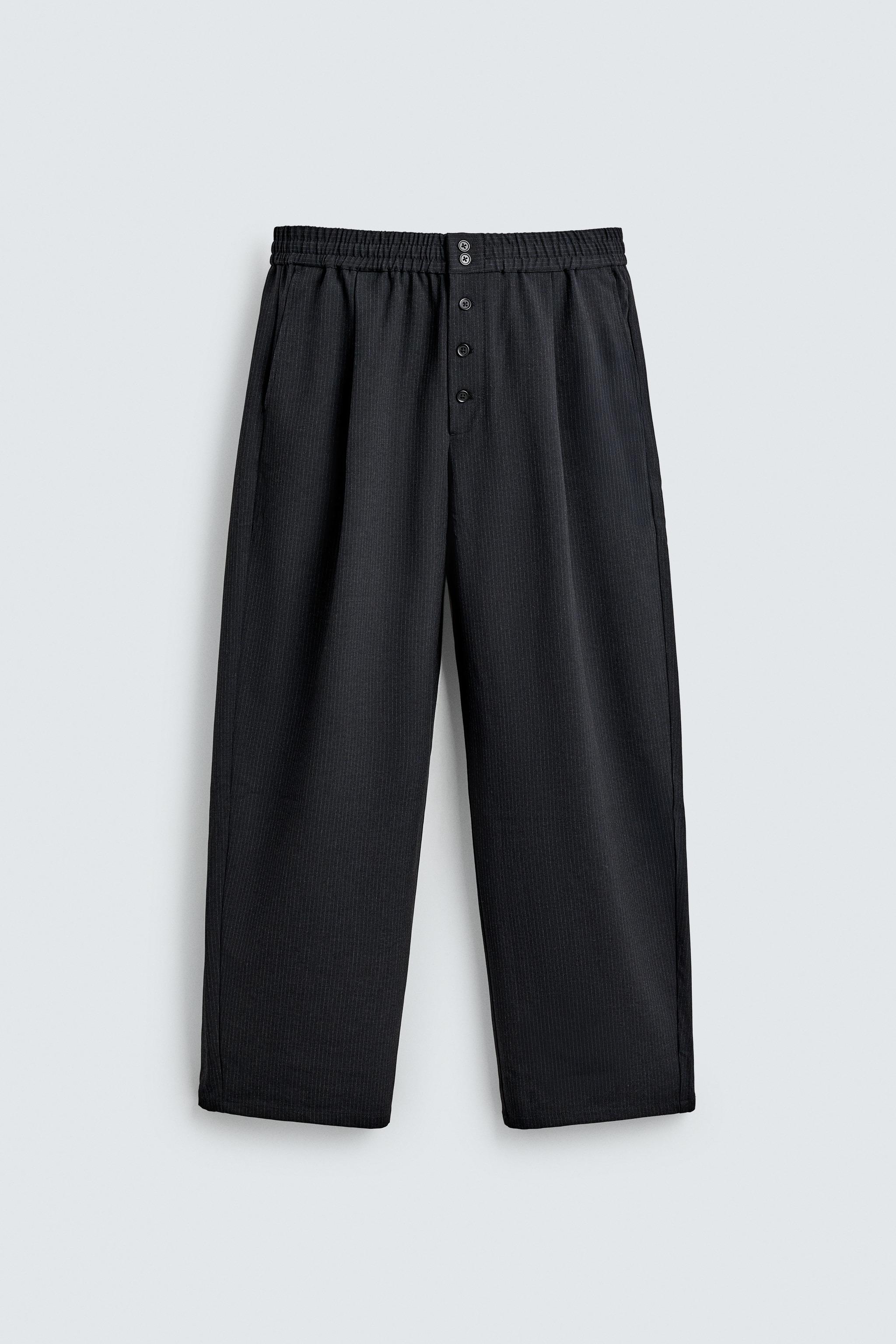 RELAXED FIT PINSTRIPE PANTS