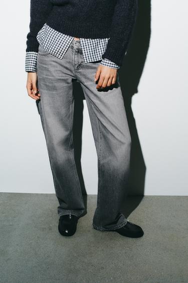 JEAN TRF WIDE LEG TAILLE BASSE - Gris de Zara - Image 2