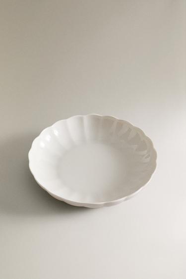 SCALLOPED PORCELAIN SOUP PLATE - White by Zara - Image 1