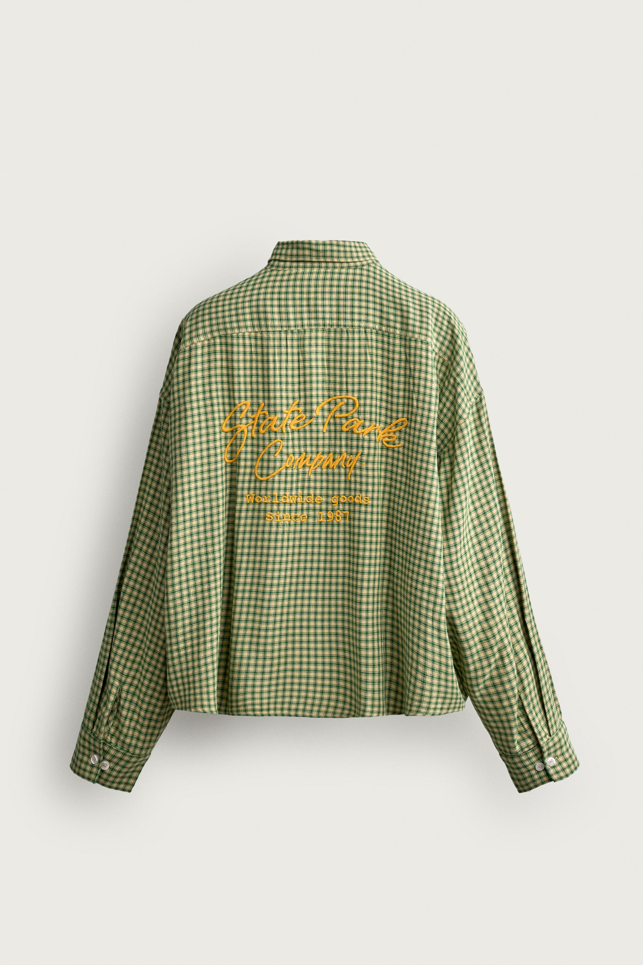 CHEMISE CARREAUX BRODERIES COMBINÉES