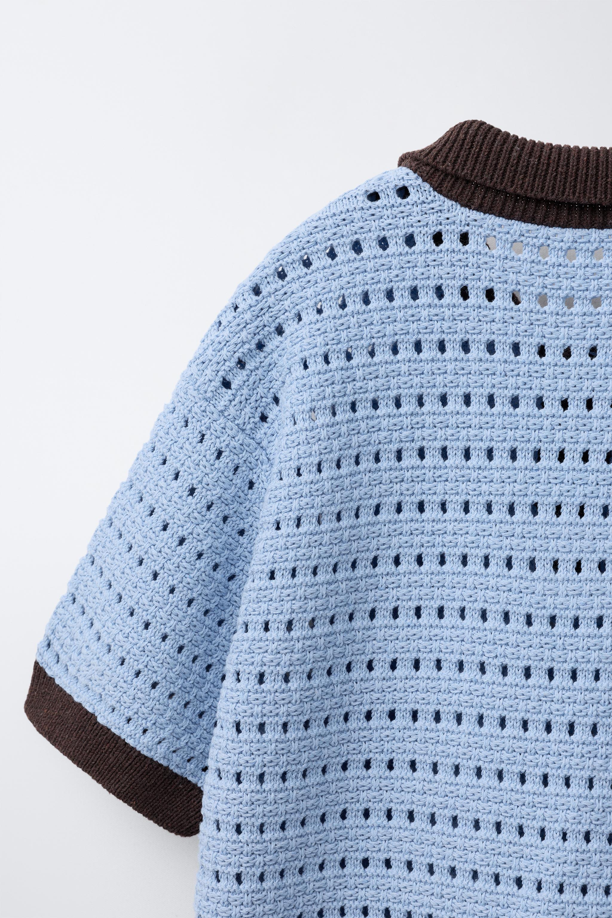 CROCHET KNIT POLO SHIRT