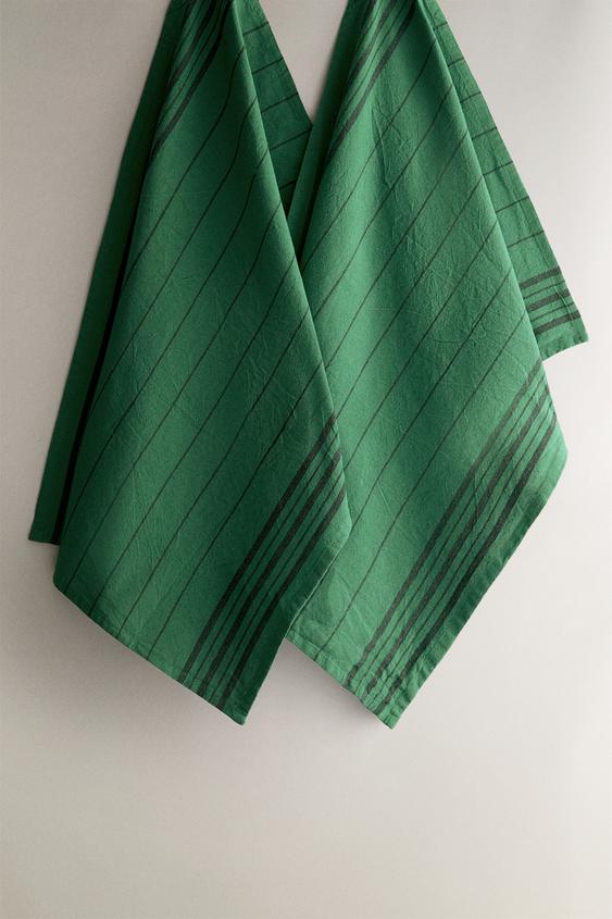CONJUNTO DE PANOS DE PRATO COM FIO TINGIDO (2 UNIDADES) - Verde da Zara - Imagem 0