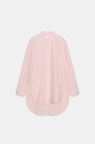 CHEMISE ASYMÉTRIQUE POPELINE ZW COLLECTION - Rose de Zara - Image 3
