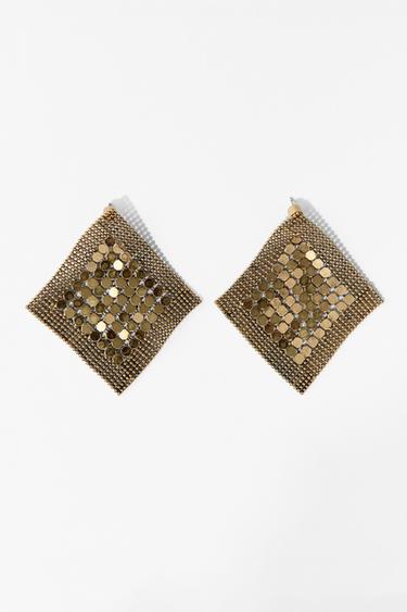 Zara METAL MESH EARRINGS - Golden