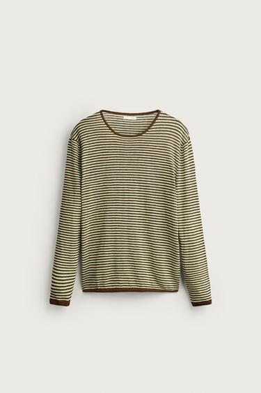 STRIPED JACQUARD LIGHTWEIGHT JUMPER - Brown / Green by Zara