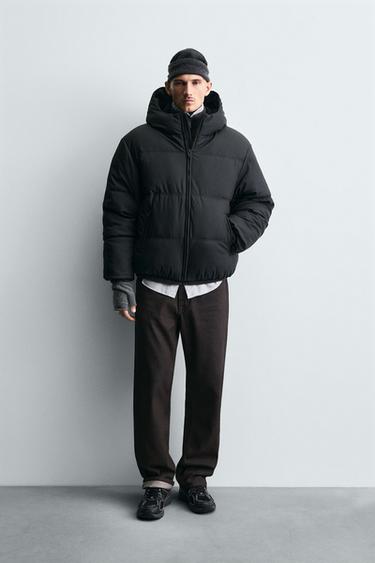 RUBBERISED CONTRAST PUFFER JACKET - Black by Zara