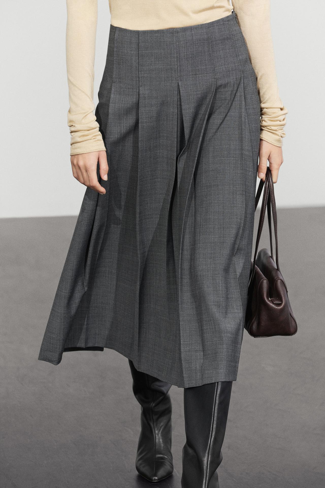 Pleated wool-blend midi skirt — 205