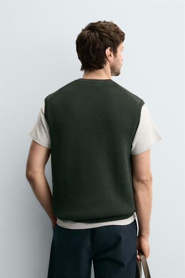 PURL KNIT VEST - Dark green by Zara - Image 2