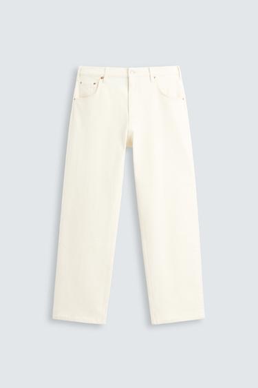 Zara ADJUSTABLE RELAXED FIT JEANS - Oyster-white