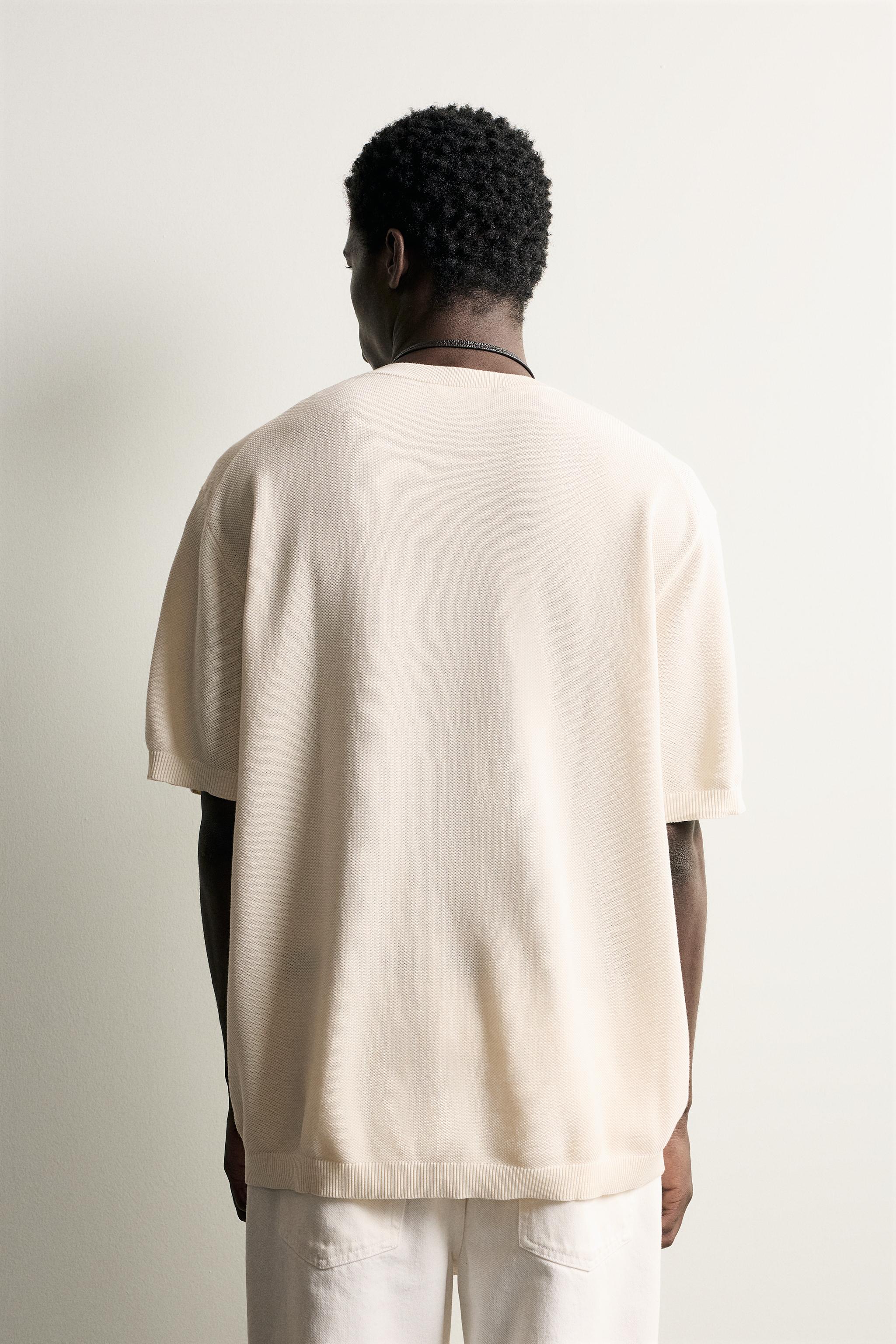 RELAXED FIT KNIT T-SHIRT - Oyster-white | ZARA United States