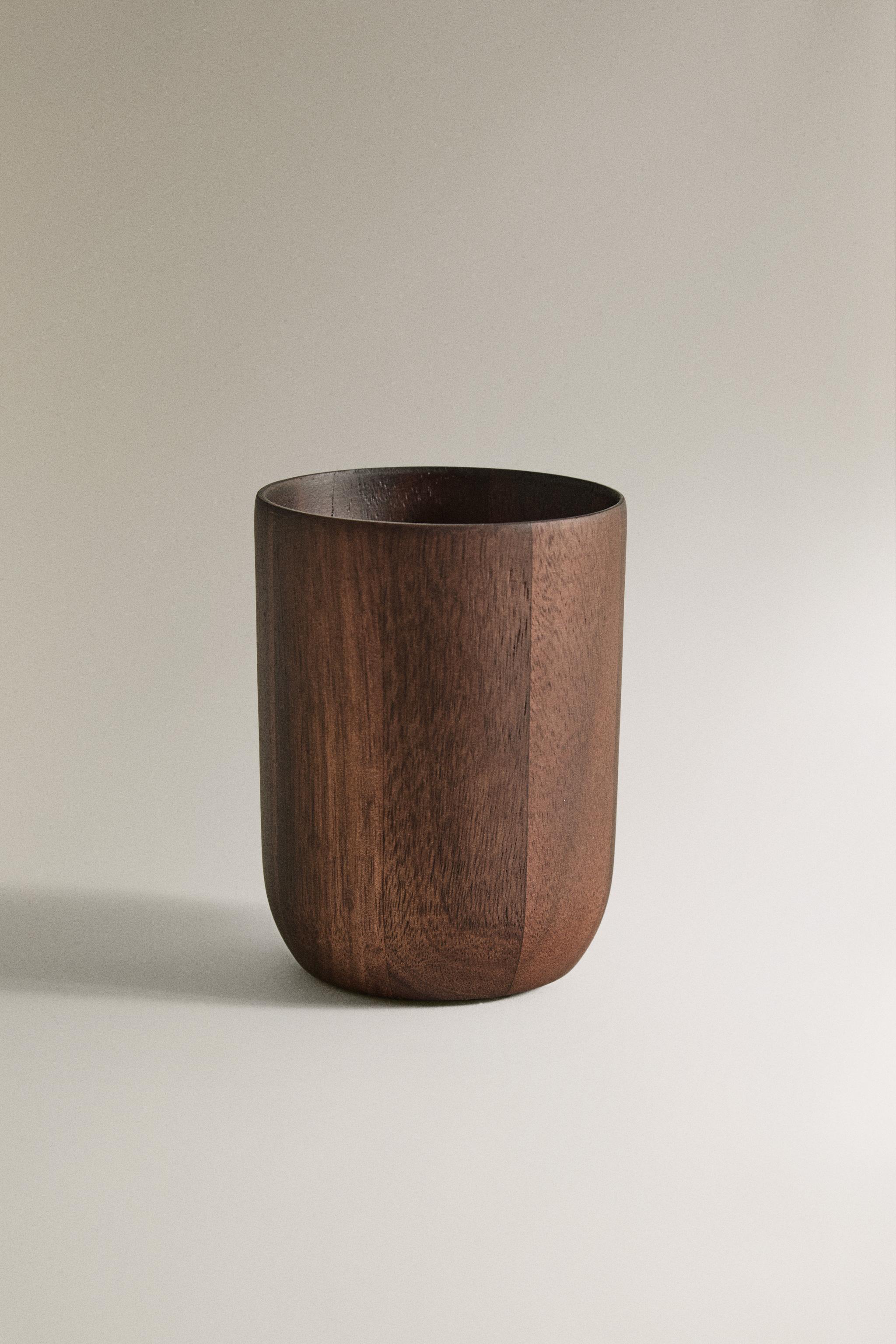 VERRE PORTE-BROSSE À DENTS EN BOIS