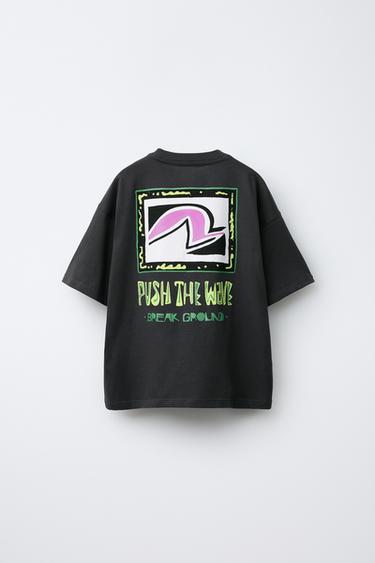 T-SHIRT IMPRIMÉ SURF - Noir de Zara - Image 1