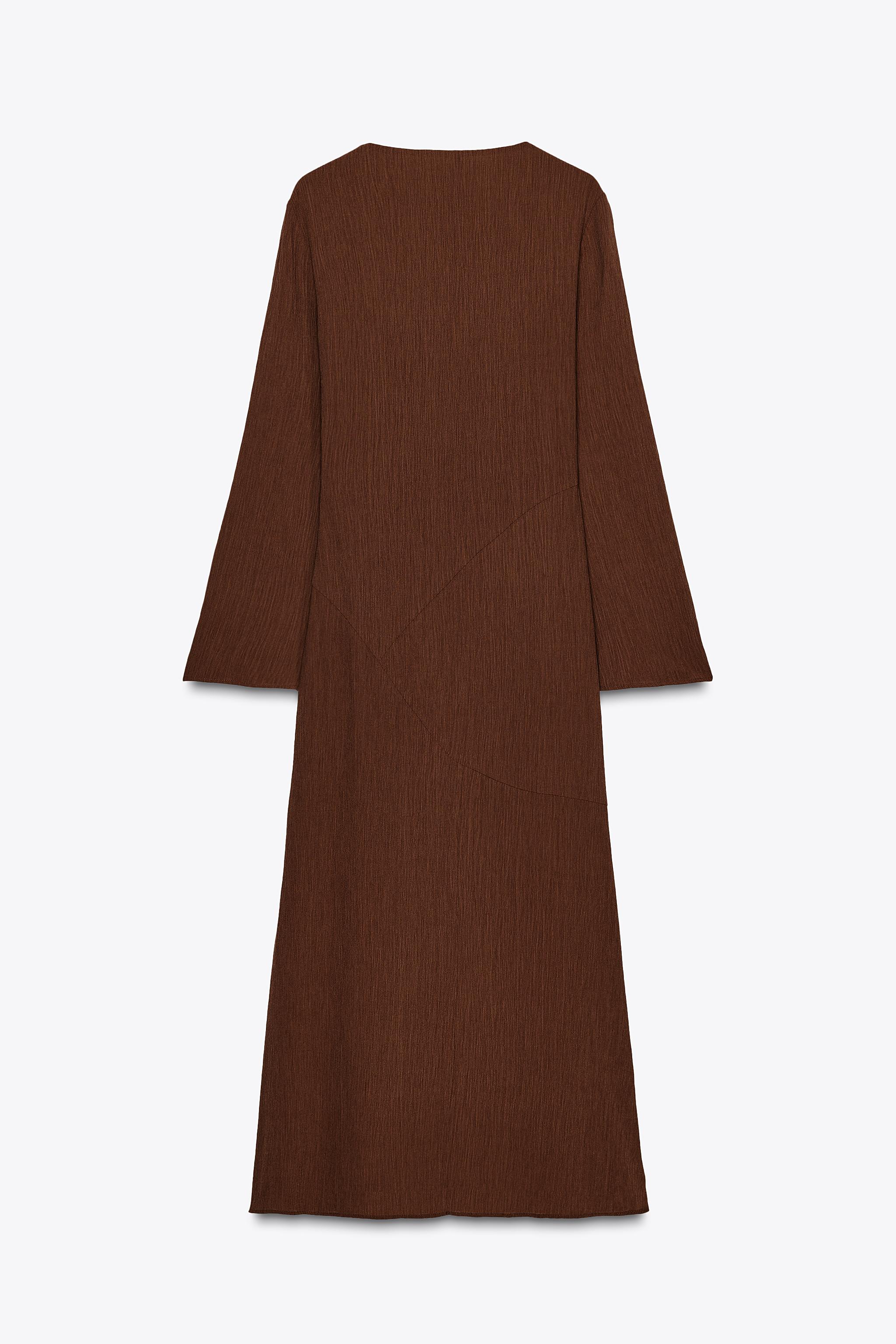 ZARA ザラ リボン付き ショート丈 ワンピース ブラウン Ｌサイズ ZARA ザラ リボン付き ショート丈 ワンピース ブラウン Lサイズ