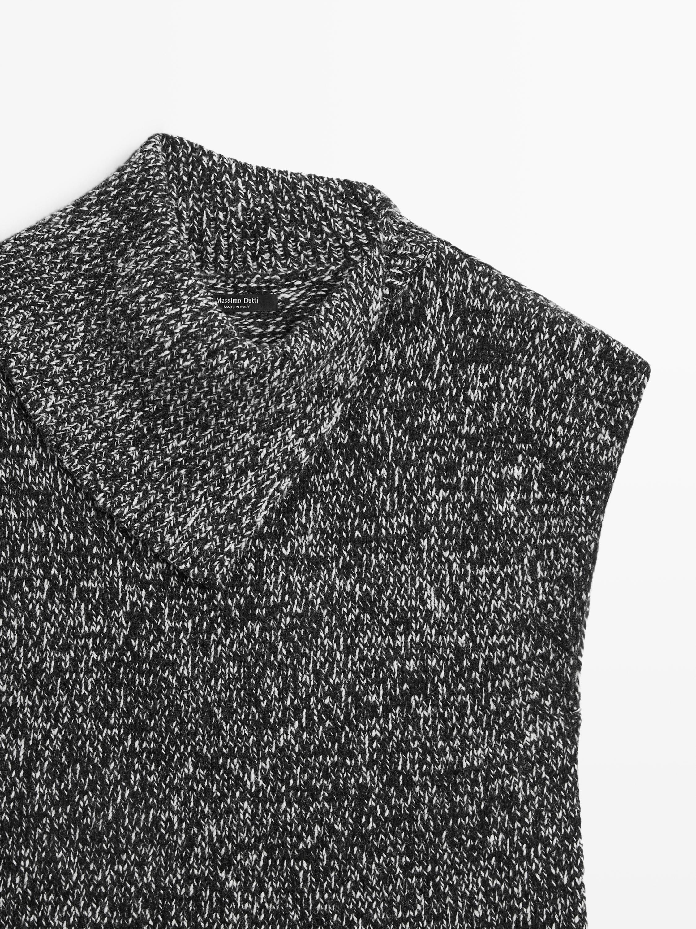 Mouliné knit vest with collar detail