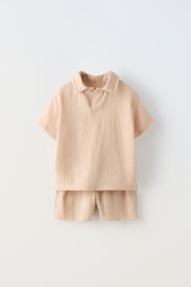 CONJUNTO BAMBULA POLO Y BERMUDA - rosa claro de Zara