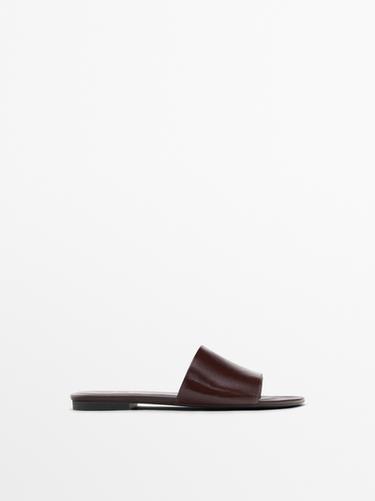 Zara Leather vamp sandals - Wine red