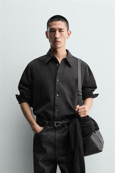 Zara TEKSAS KOŠULJA U BOJI – Smeđa