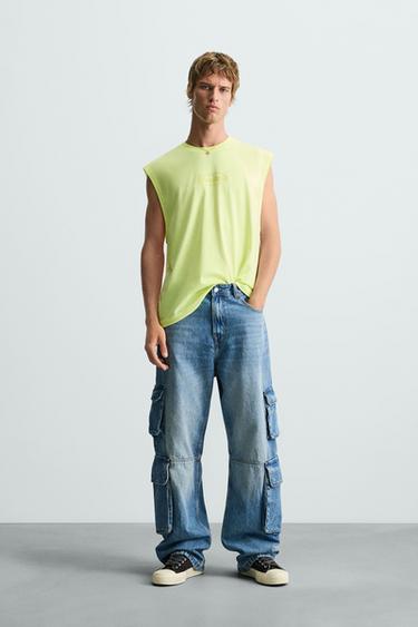EMBOSSED PRINT TANK TOP - Neon yellow by Zara - Image 0
