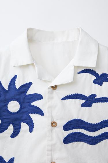 CHEMISE BRODÉE - Bleu / Blanc de Zara - Image 2