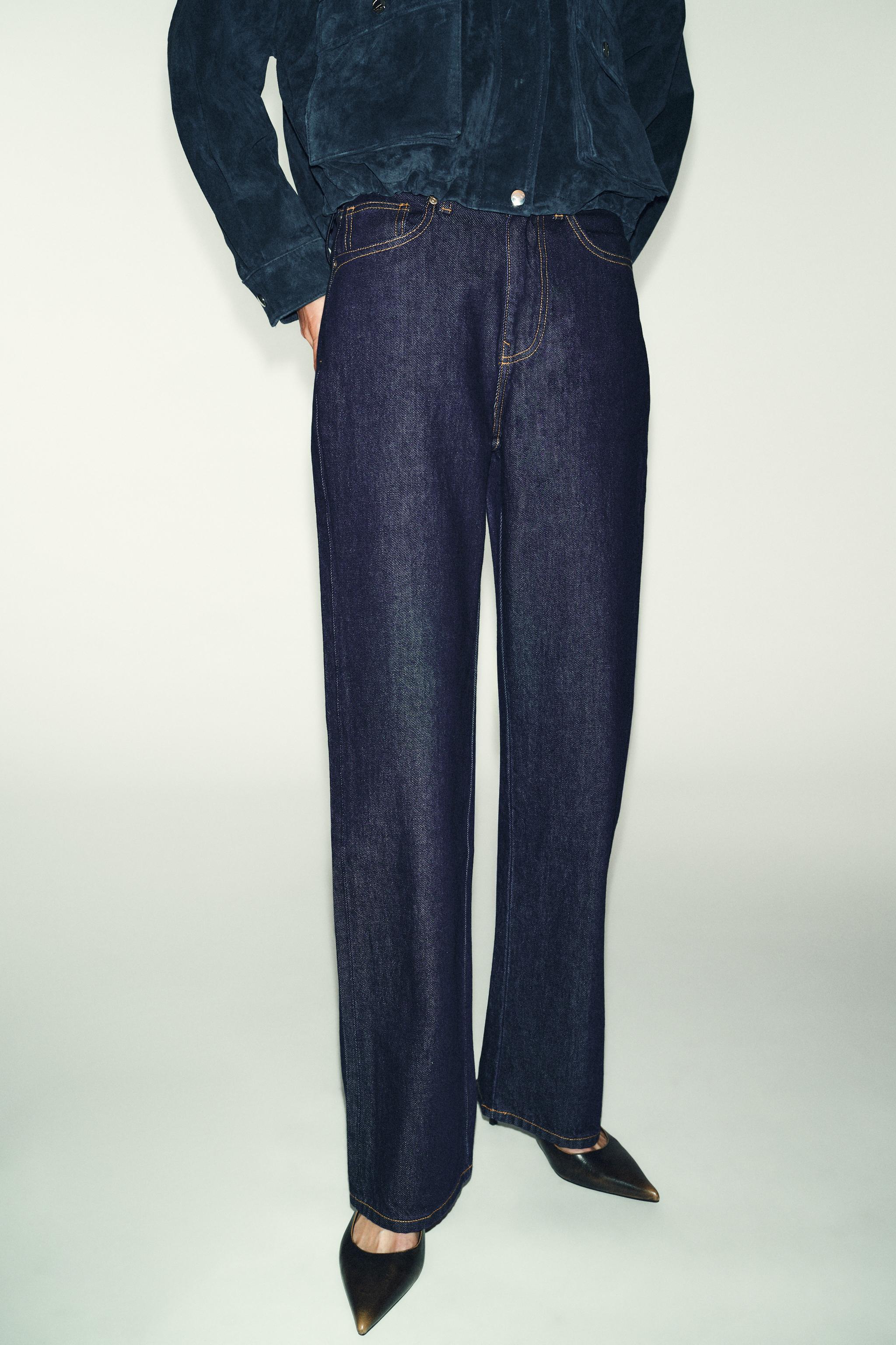 Z.03 HIGH-WAIST STRAIGHT LONG LENGTH JEANS - Blue | ZARA Canada