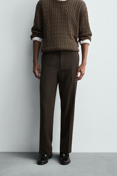 REGULAR FIT WOOL TROUSERS - Black / Brown by Zara