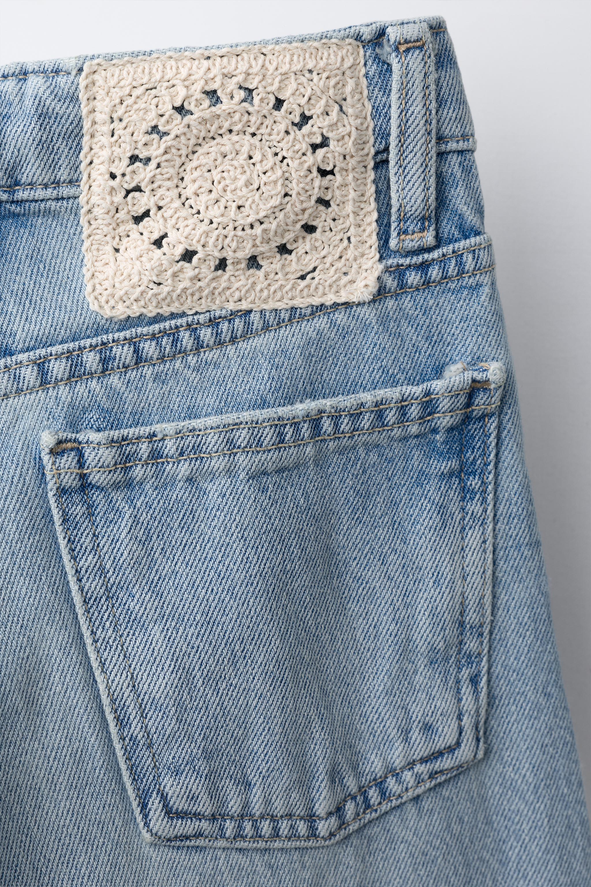 CROCHET WIDE LEG JEANS - Blue | ZARA United States