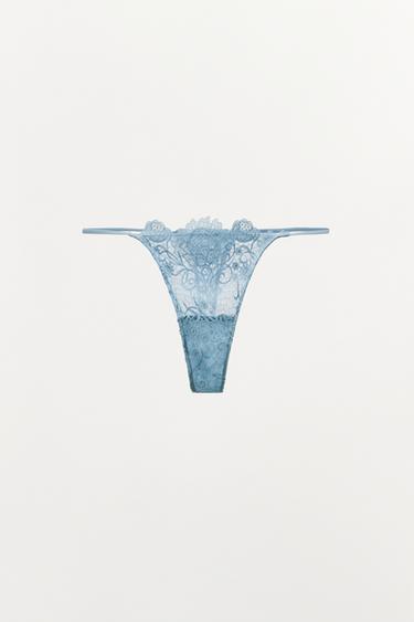 LACE THONG - Light blue by Zara