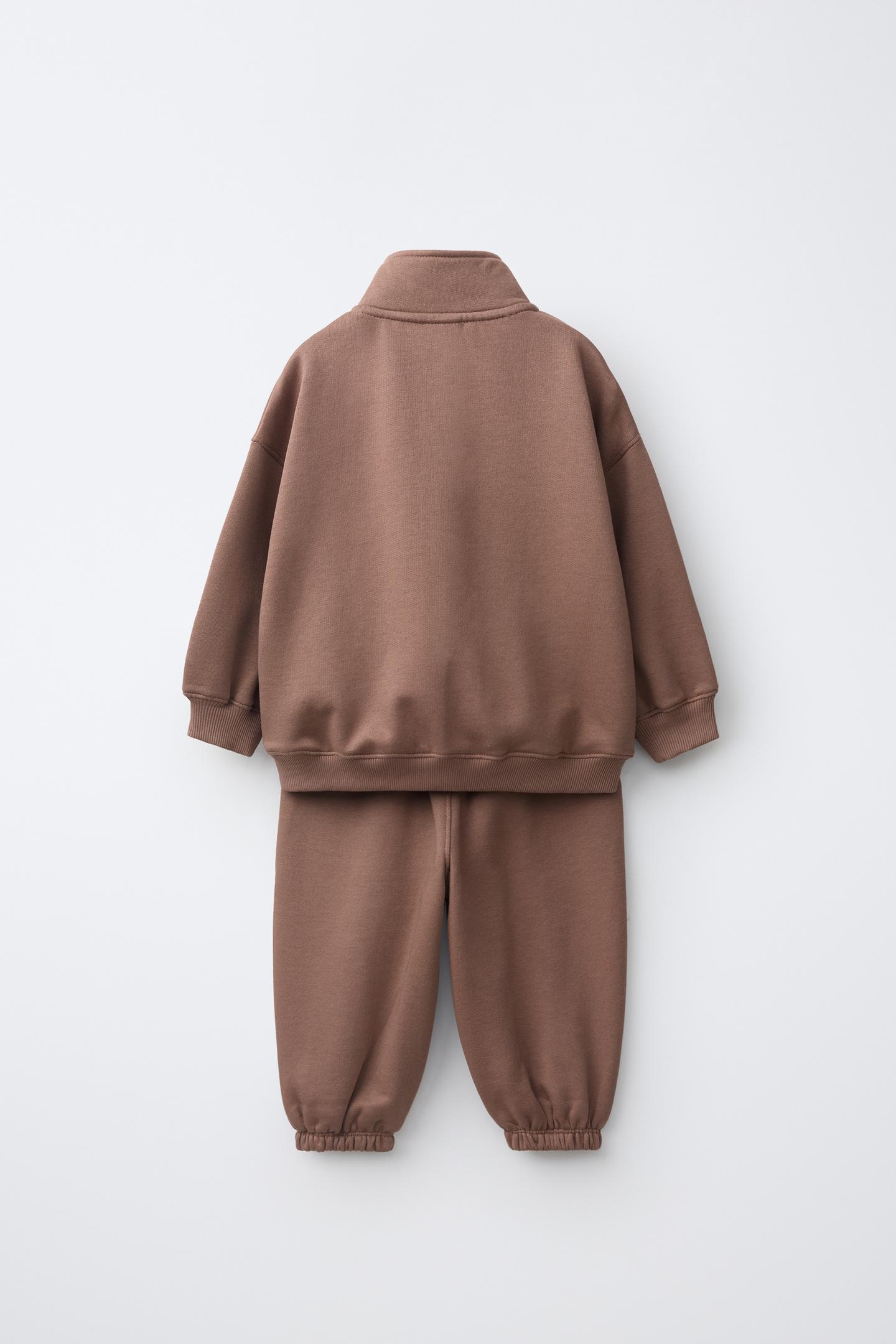 Детский комплект Zara Solid Sweatshirt and Jogger Pants Set, цвет: Пыльный розовый — фото 2