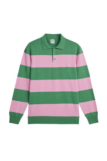 STRIPED POLO SWEATER
