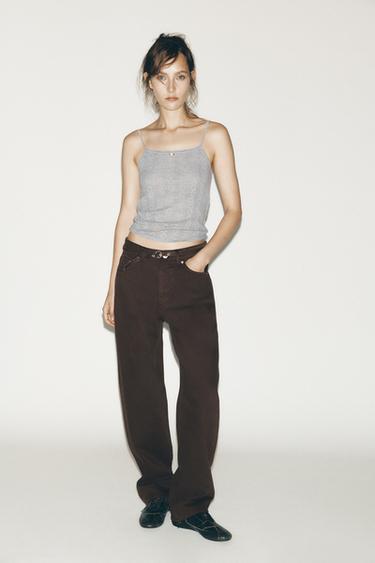 JEANS TRF BALLOON TIRO MEDIO - Marrón de Zara