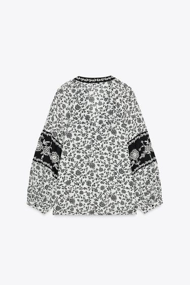 FLORAL PRINT BEADED EMBROIDERED BLOUSE - Multicoloured by Zara - Image 5