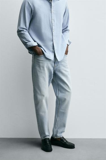 SLIM TAPERED FIT JEANS - Light blue by Zara