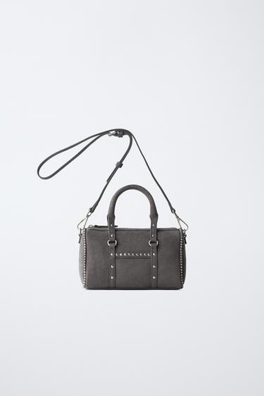 Zara STUDDED CROSSBODY BAG - Gray