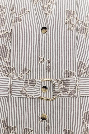 ROBE BRODERIES PAILLETTES CEINTURE - Marron / Écru de Zara - Image 9