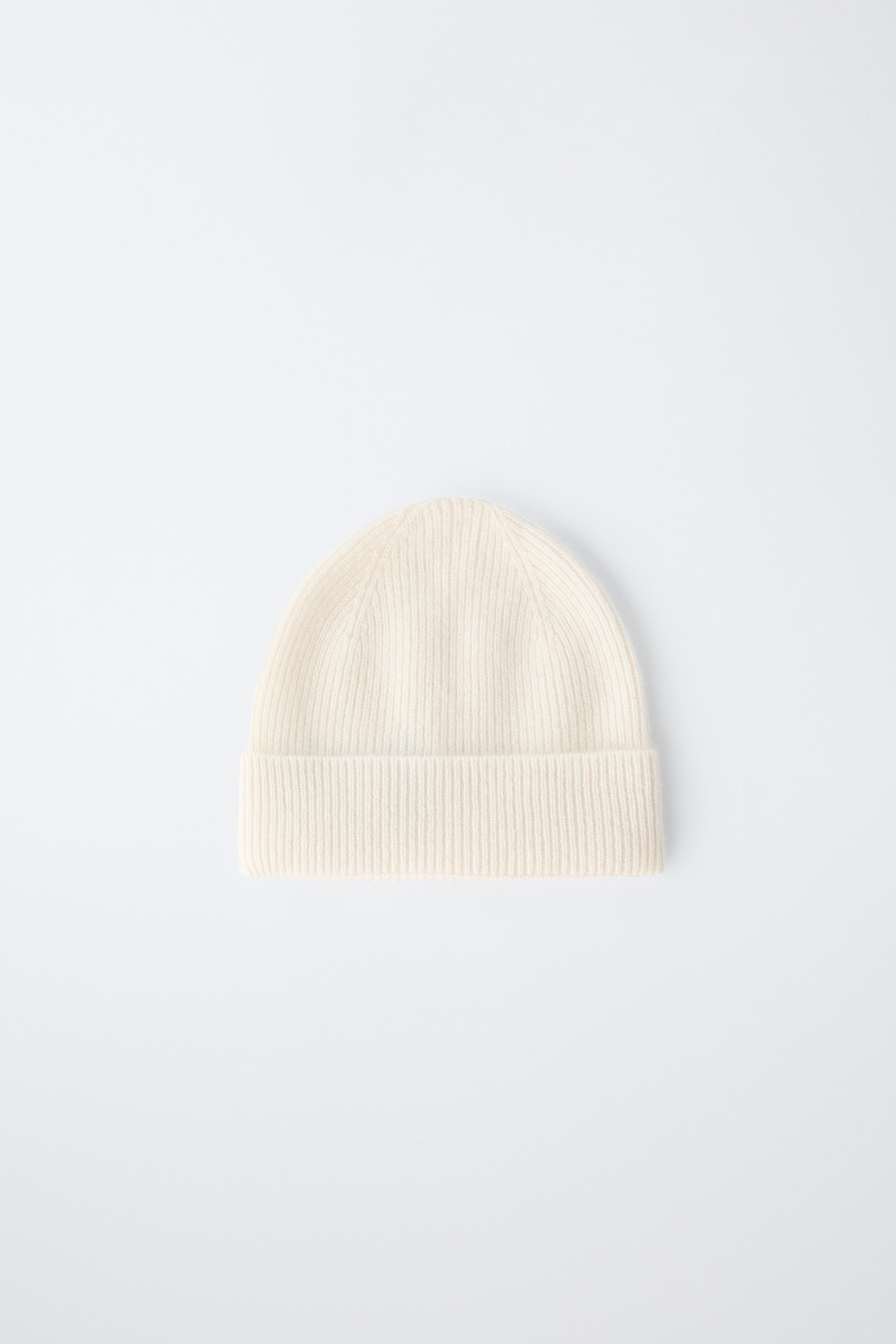 100% CASHMERE BEANIE — Ecru