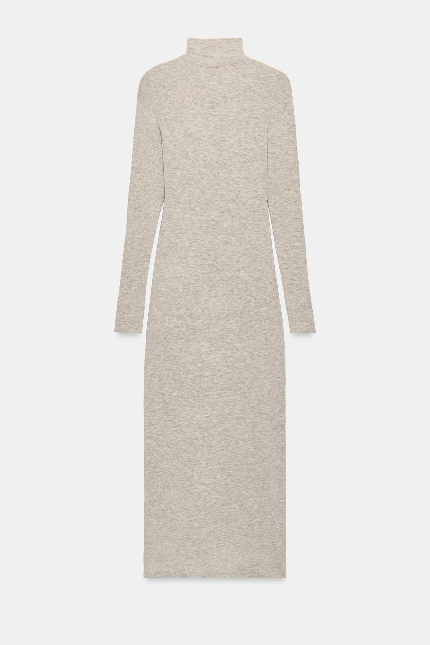 Женское платье Zara High-Neck Maxi, цвет: Светлый серый — фото 6
