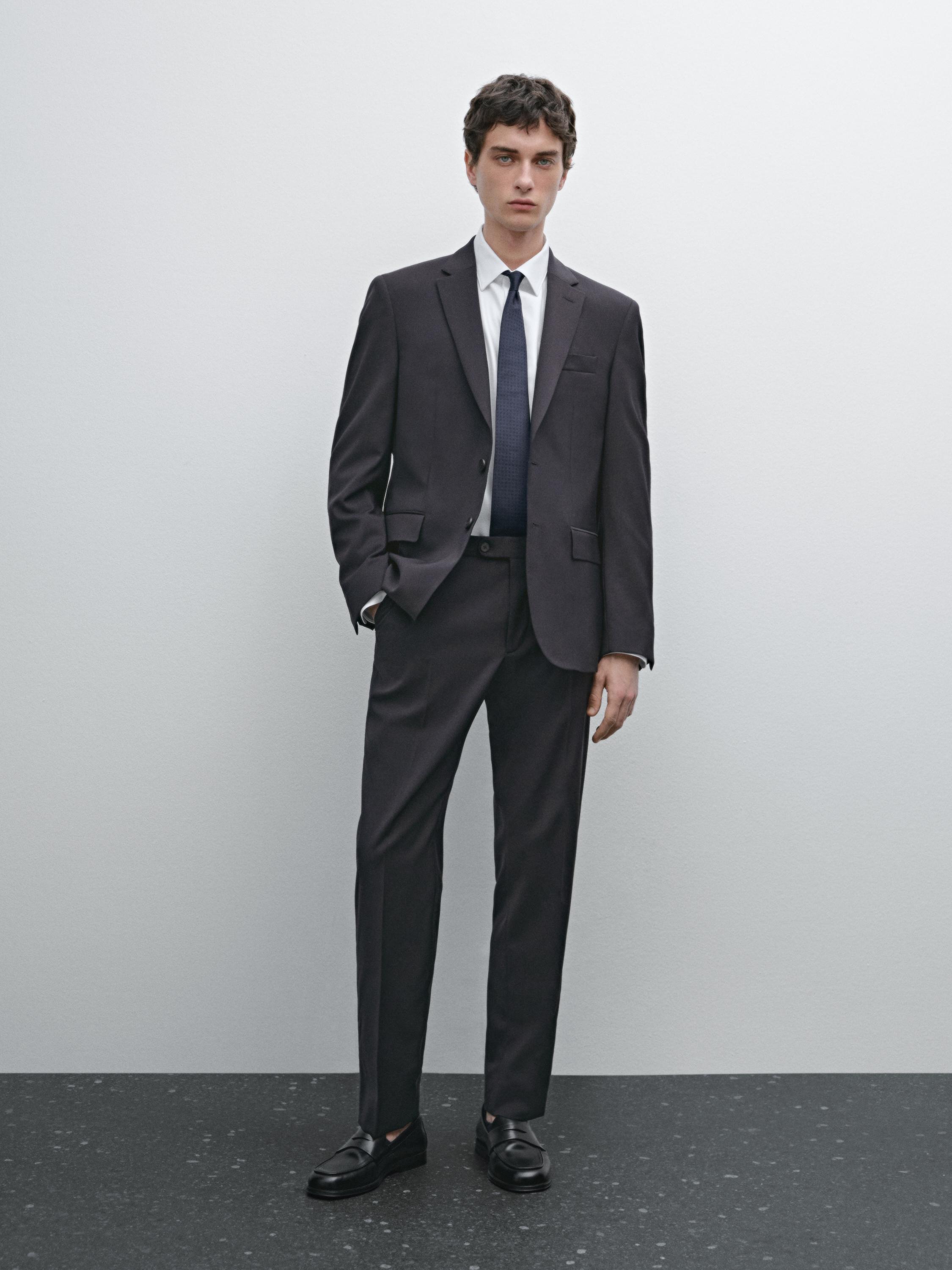 100% wool suit trousers - Navy blue | ZARA United States