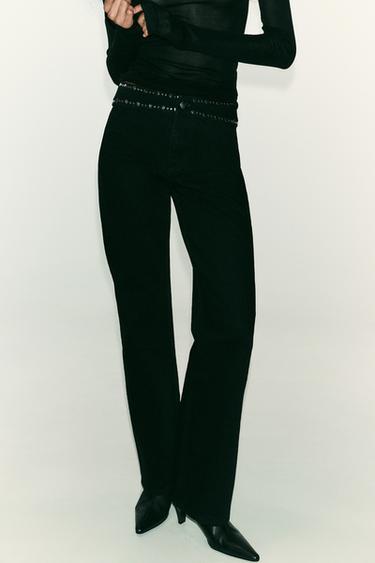 JEAN Z1975 DROIT LONGUEUR LONGUE TAILLE HAUTE CLOUS - Noir de Zara - Image 7