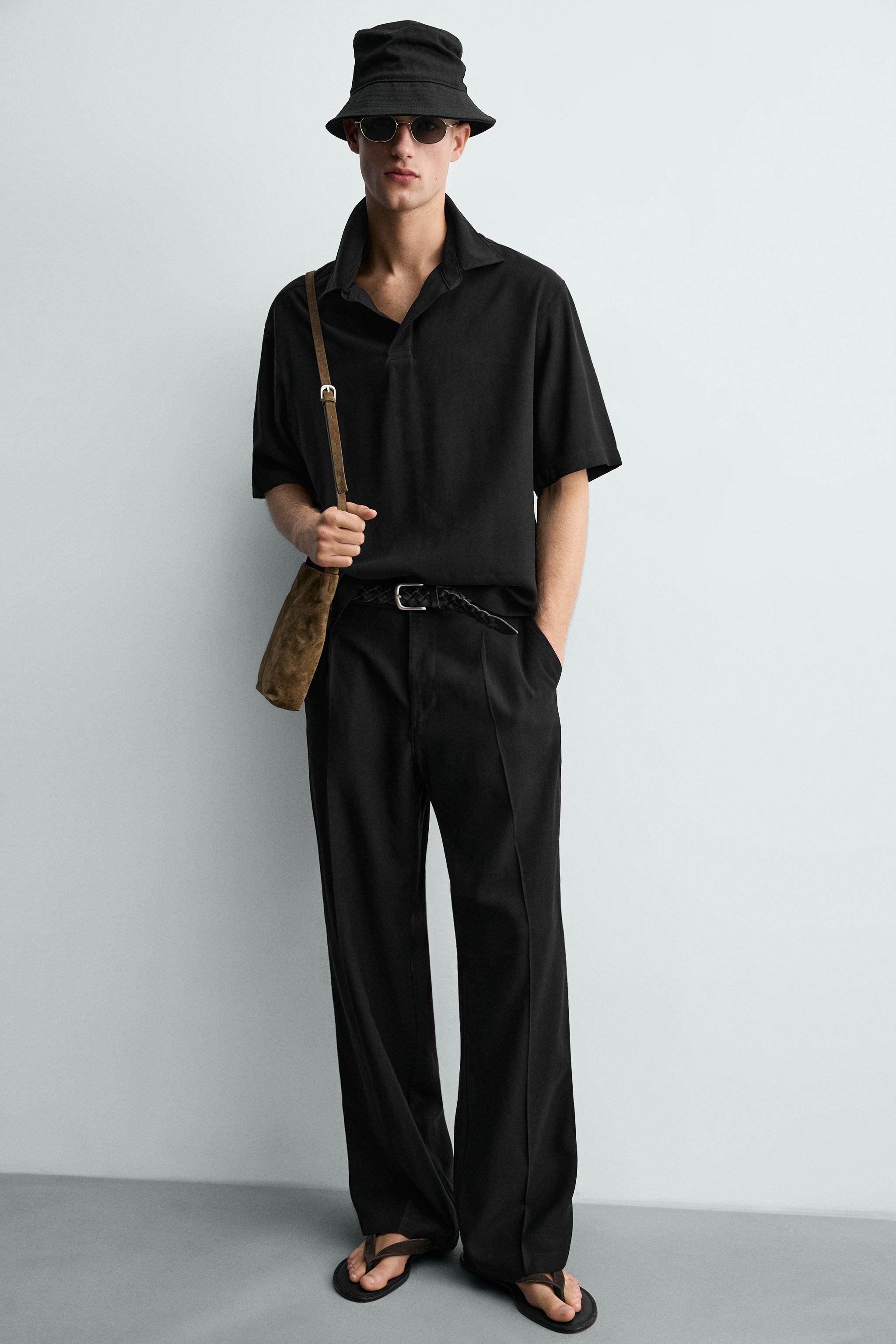 Мужские рубашки Zara RELAXED FIT FLOWY POLO SHIRT — фото 5