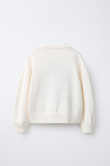 DOG PRINT KNIT JUMPER - Ecru by Zara - Image 1