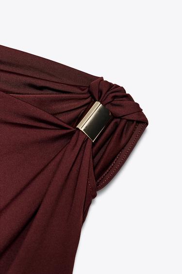 TOP ASYMÉTRIQUE EN POLYAMIDE - Grenat de Zara - Image 5