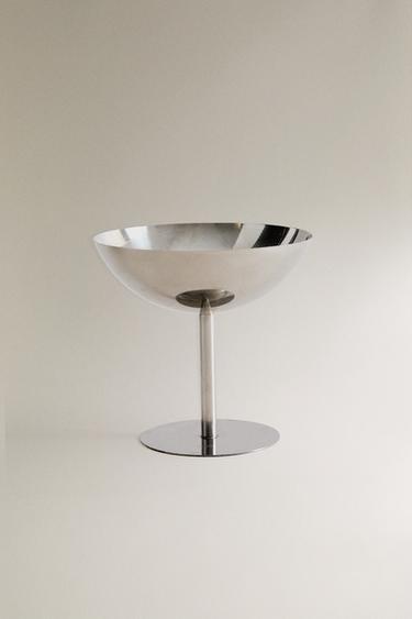 SHINY METAL WINE GLASS - Silver by Zara