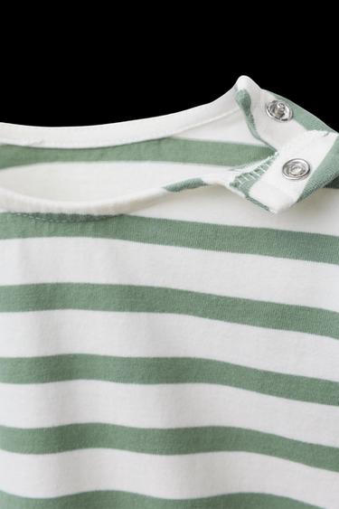 Zara STRIPED BODYSUIT - Ecru / Green