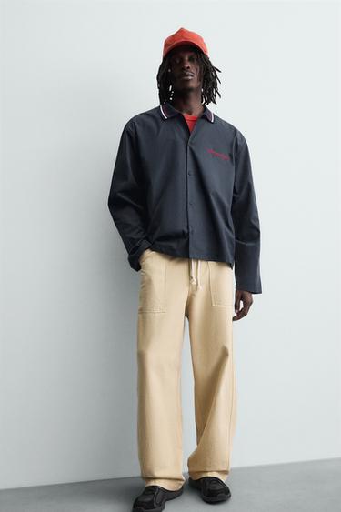 CHEMISE COL BORD-CÔTE BRODÉ - Bleu marine de Zara - Image 4