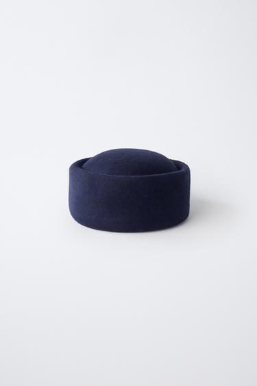 Zara 100% WOOL BEANIE - navy - Image 0